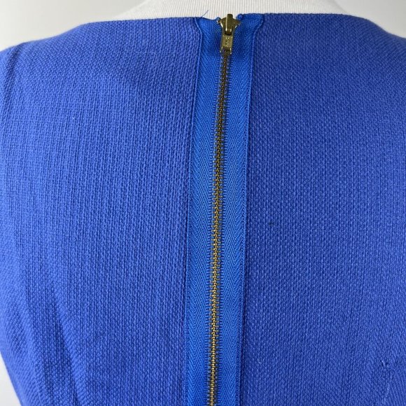 J.Crew Sleeveless Blue Textured Sheath Flare Tank Dress Womens Size 10 - Picture 3 of 7